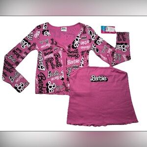 Barbie Girls Kids Ribbed Tank 2pc Top Girls Size L (10/12) Barbie Pink
